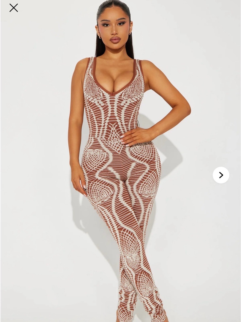 FashionNova Brown & Cream  Jumpsuit